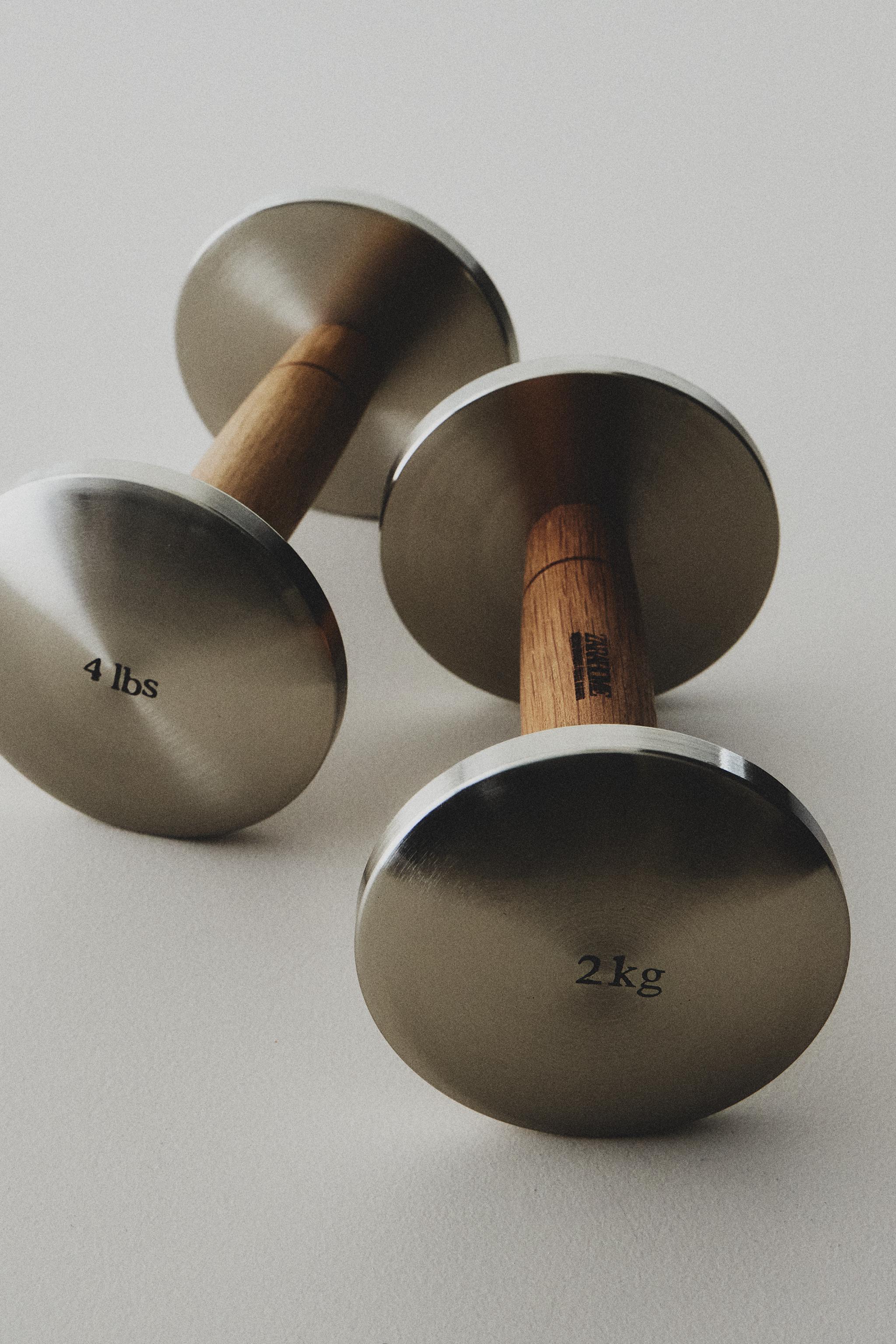 OAK WOOD AND STEEL DUMBBELL